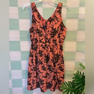 Audrey Faux Wrap Orange Dress With Black Size L Sleeveless